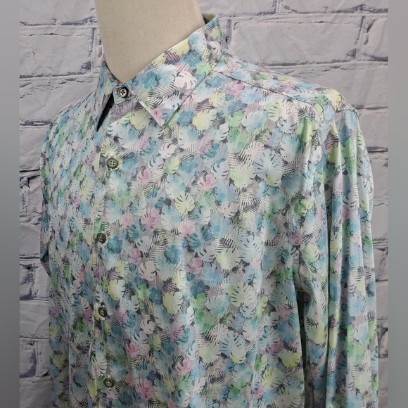 Robert Graham Other - Robert Graham Men's Button Down Shirt Floral Tropical Leaf Classic Fit Blue XL